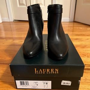Ralph Lauren Black Leather Booties. Size 7